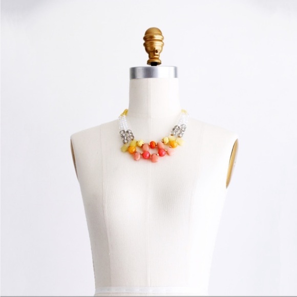 Anthropologie Pink and Yellow Beaded Necklace - Picture 3 of 4